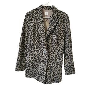 Cabi Leopard All Over Print Luxury Blazer Jacket Gray Black Jungle Size 10